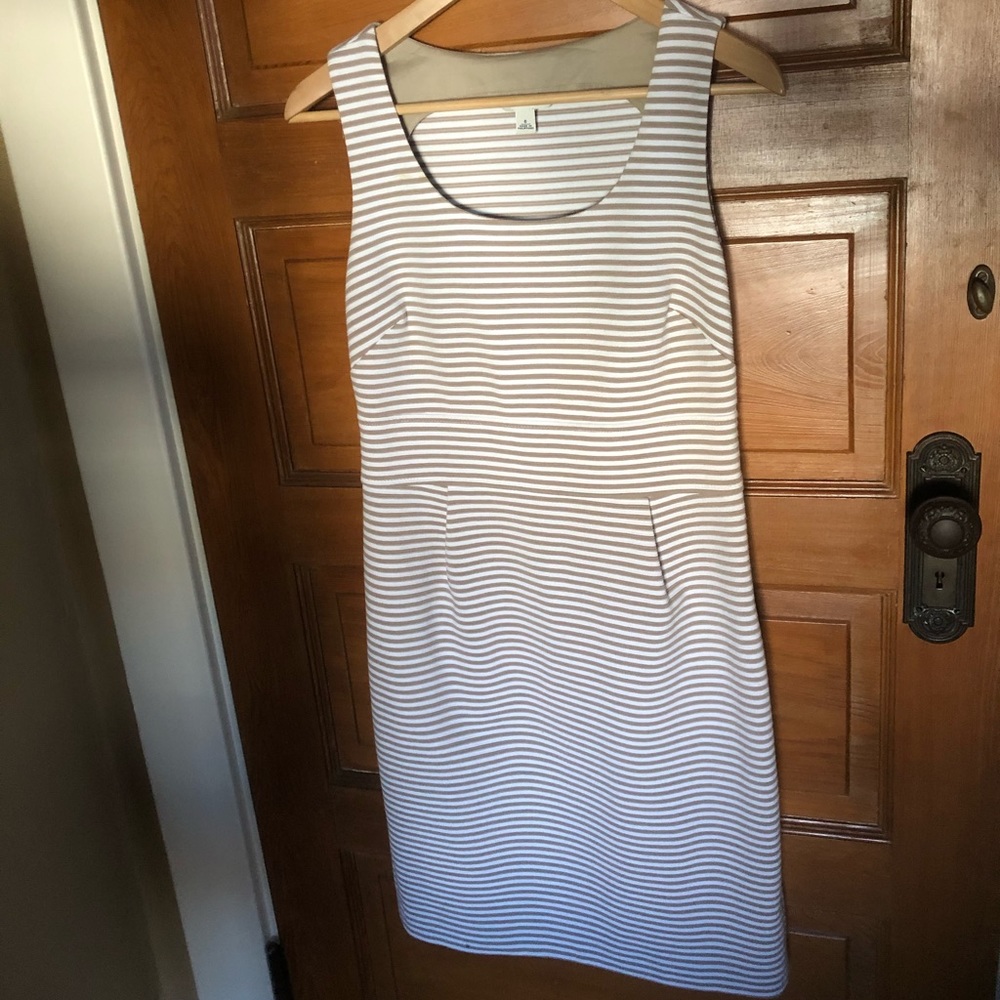 Tan and White Sheath Dress by Banana Republic